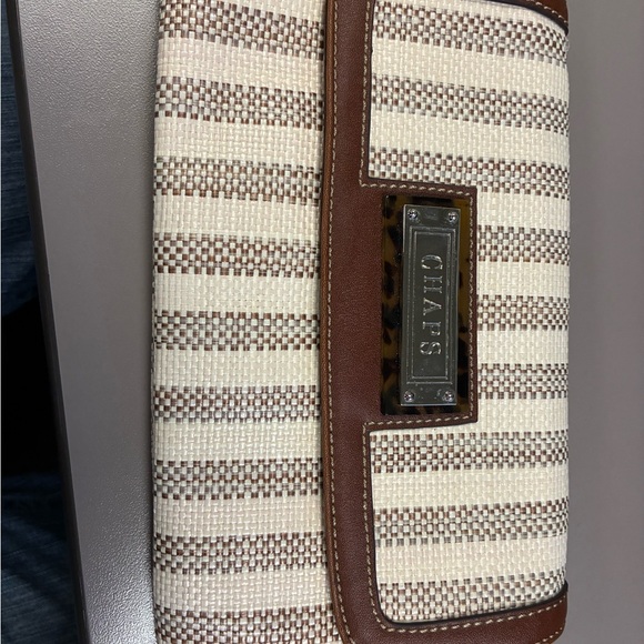 Champs Handbags - Champs Striped Clutch with Brown Accents